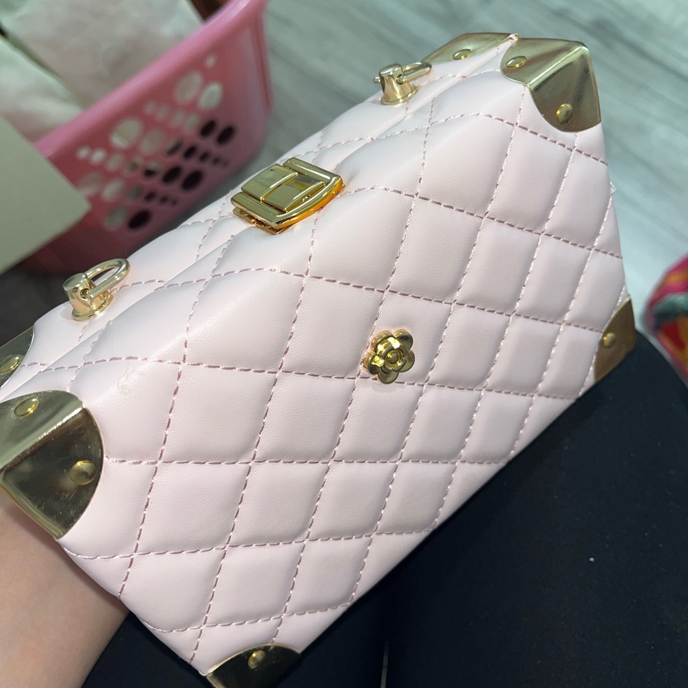 Elegant Pink Quilted Handbag